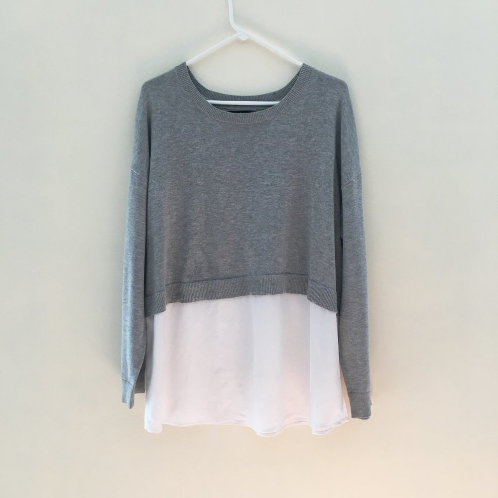 Layered long sleeve soft grey pullover- Large size